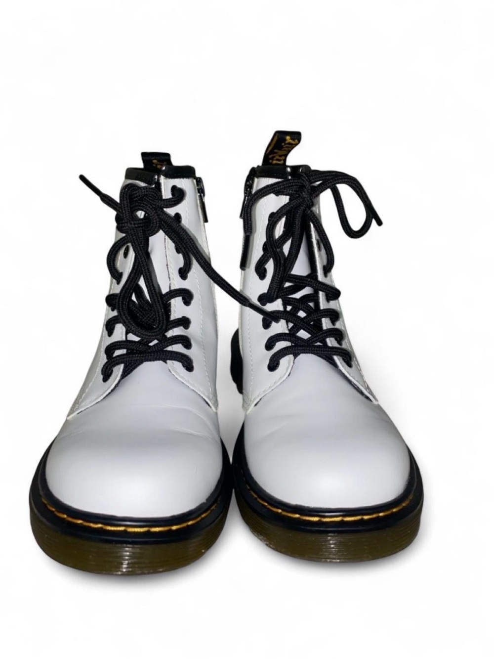 White Dr. Martens 1460 Kids-Youth Boots With Black Laces in Size 3
